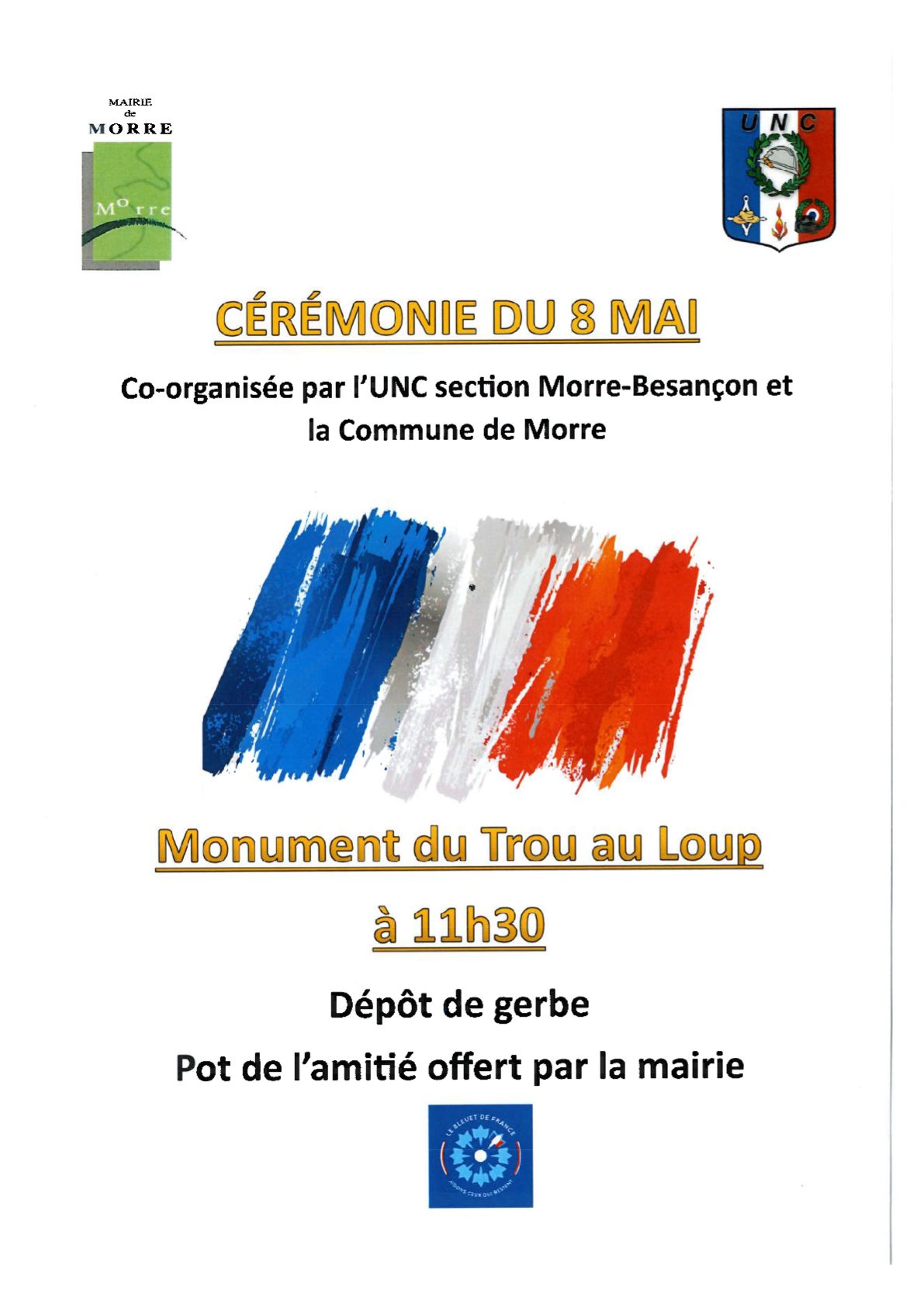 Cérémonie du 8 Mai - Trou au Loup - 11h30